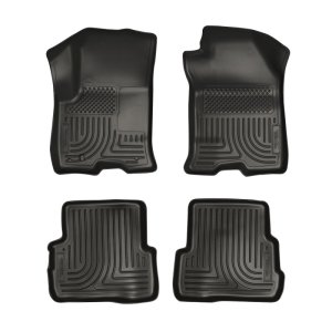 Ford Focus Floor Liners - Front + Rear - Husky Liners - WeatherBeater Combo - Black - `08-`11